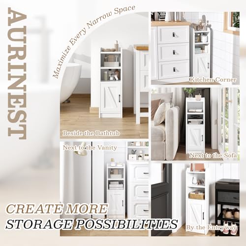 Narrow Bathroom Storage Cabinet with Door & Adjustable Shelf - Image 7