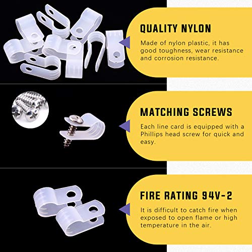 Swpeet 60 Pack White 5/16 Inch Nylon Plastic R-Type Cable - Image 4