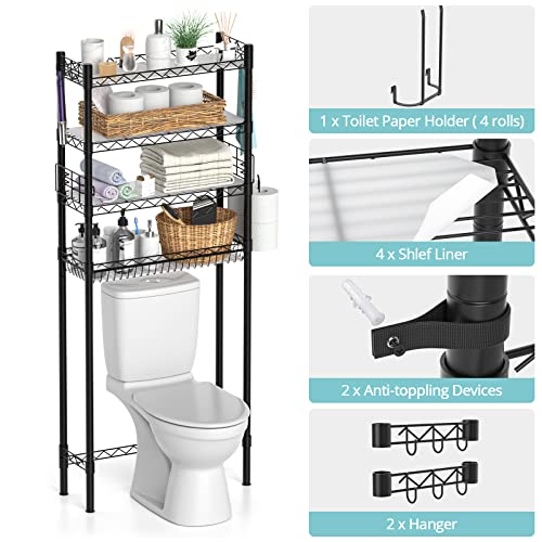 Hodonas Over Toilet Bathroom Organizer, Black - Image 7