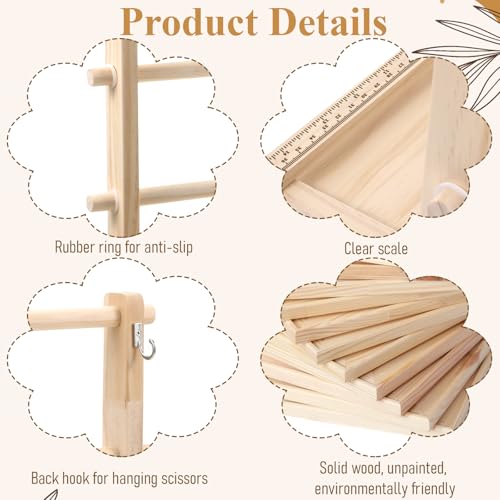Ribbon Storage Rack Spool Holder Organizer, 4 Tier Wooden - Image 4