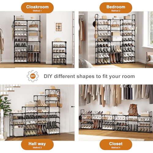 WOWLIVE 9 Tier 3-Column Shoe Rack, 50-55 Pairs Stackable Black - Image 6