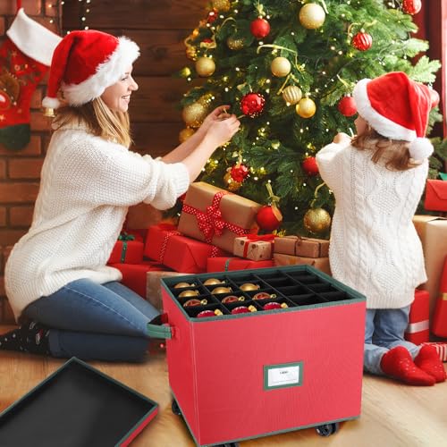 Rolling Christmas Ornament Storage Box, Holiday Ornament - Image 3