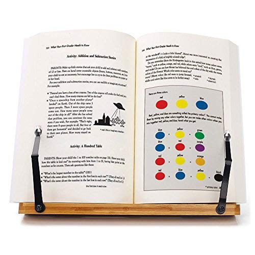 wishacc Bamboo Book Stand, Adjustable Book Holder Tray and Page - Image 7