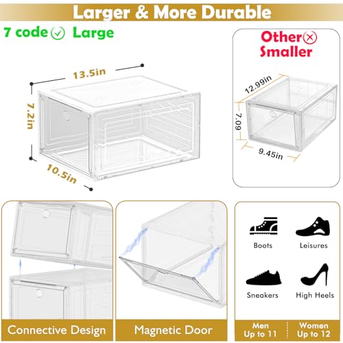 Large Thick Clear Shoe Organizer, Magnetic Door Stackable Shoe - Image 4
