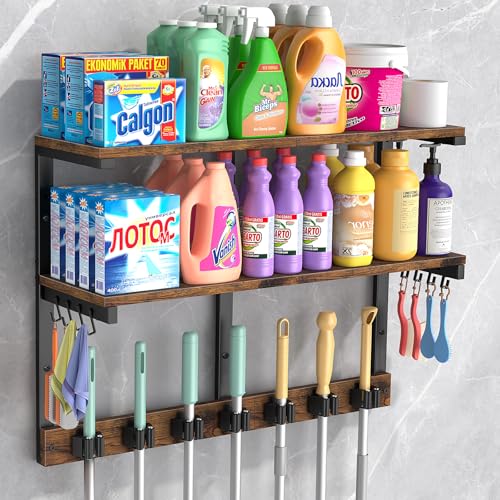 Housolution Wall Mount Broom Holder Hanger Laundry Room - Image 2