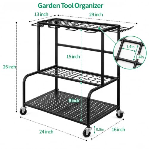 3 Tier Garden Tool Organizer, Yard Tool Tower Rack | Home Organization - Image 3