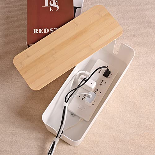 Tuwechen Cable Management Box, Wooden Style Large Cord Organizer - Image 4