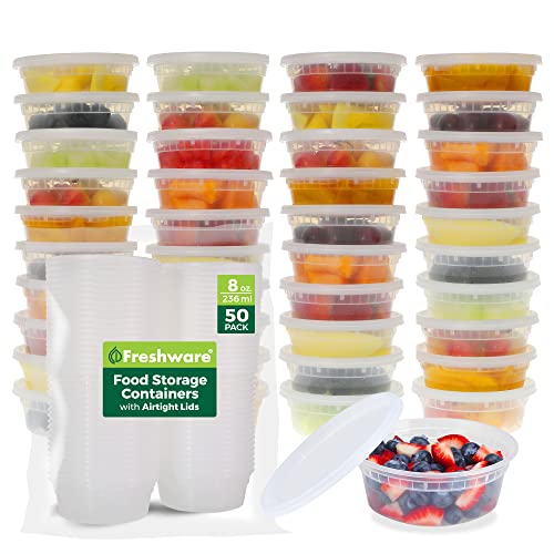 Freshware Food Storage Containers [50 Set] 8 oz Plastic Deli - Image 2