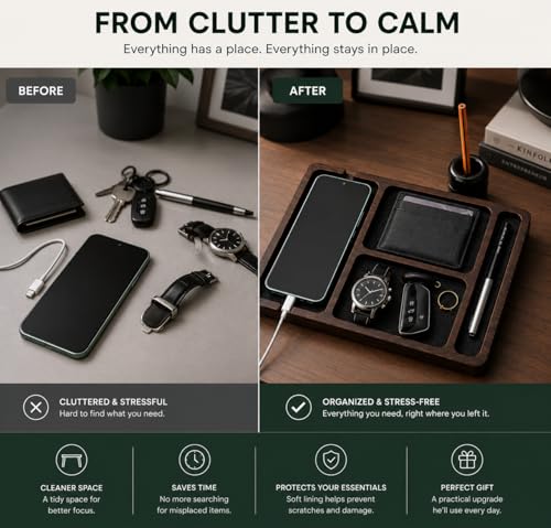 Desk Organizer Tray for Men with Ceramic Pen Holder, | All Products - Image 5
