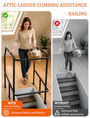 Attic Ladder Safety Railing, Adjustable 3-Sided Attic | Garage Storage - Image 5