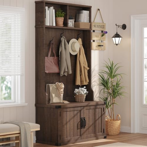 Garvee 77" H Farmhouse Hall Tree with Bench & Shoe | Home Organization - Image 4