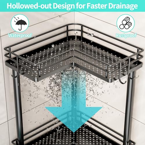 HapiRm Corner Shower Caddy Standing - 2 Tier Shower Organizer - Image 4