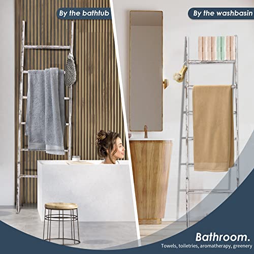 Delywh 6-Tier Blanket Ladder Wooden, 5.7FT(66.5'') Blanket - Image 7