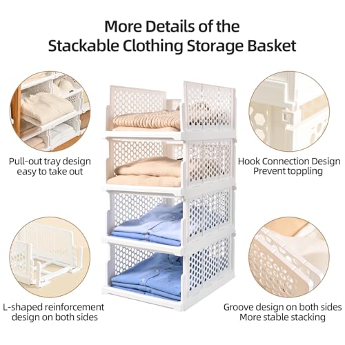 Pull-out Plastic Storage Basket,Stackable Closet | Home Organization - Image 6