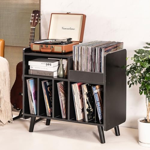 Record Player Stand, Large Record Player Table Cabinet (Black) - Image 7
