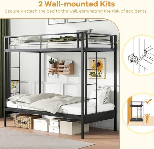 Nafort Metal Twin Over Futon Bunk Bed, Heavy-Duty Steel Frame - Image 7
