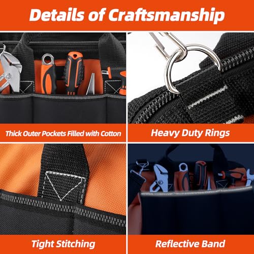 Tool Bag 14'', Thick Outer Pocket Tool Organizer Waterproof - Image 4