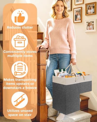 LHZ.K Stair Basket with Removable Divider & | Home Organization - Image 7
