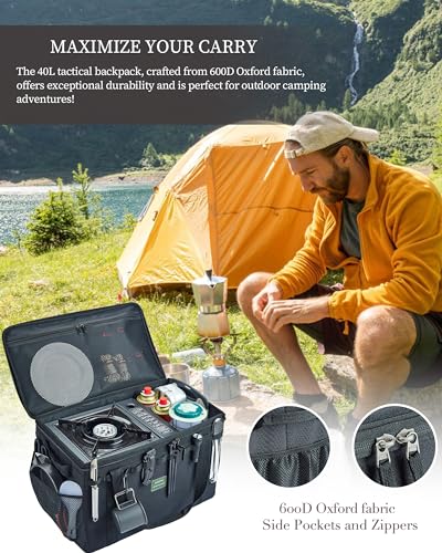 UPWOIGH 40L Heavy Duty Camping Storage Bag with Dividers, Black - Image 5