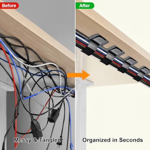 Cable Management Under Desk, 20 Pair Cord Organizer Straps - Image 3