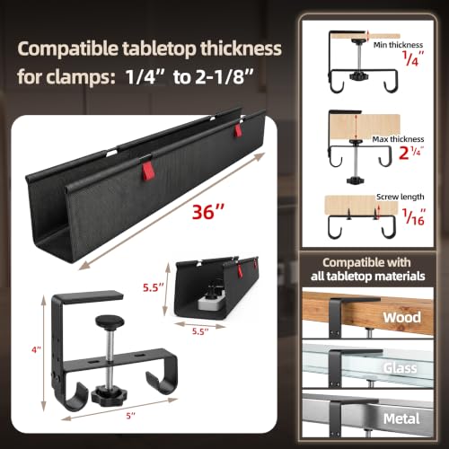 36 Inch Under Desk Cable Management Tray No Drill De | Cable Managemen - Image 5