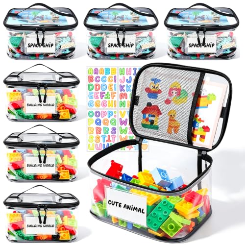 6 Pack Clear Toy Storage Bag with Name Tag& Manual Pocket - Image 2