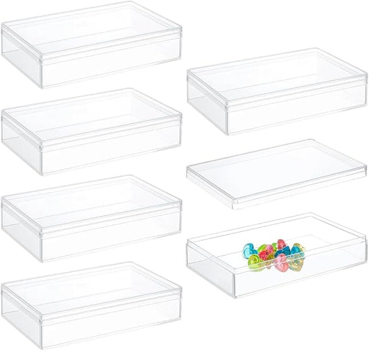 BENECREAT 6Pcs Acrylic Storage Boxes with Lids, 4.3x2.7x1inch Rectangle Storage Containers, Candy Box, Clear Display Box for Wedding, Party, Treats, Jewelry Accessories