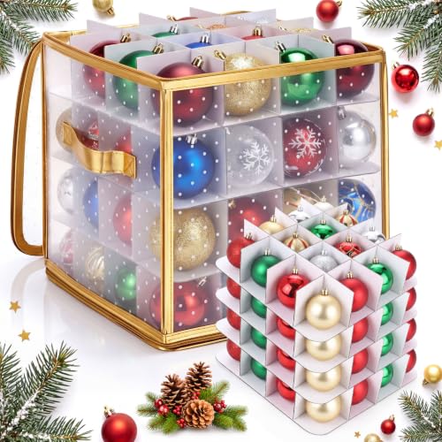 Hsei Plastic Christmas Ornament Storage Box with Dividers - Image 2
