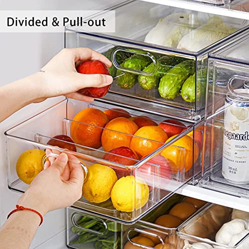 Mano Fridge Drawer Pull Out Stackable Bins with Handle Clear - Image 3