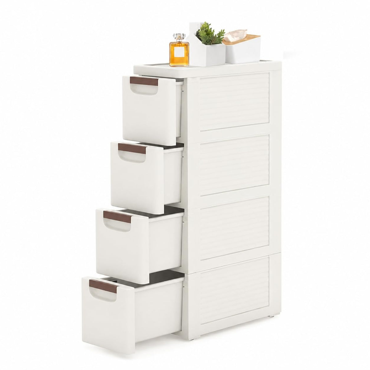 4 Drawer Slim Bathroom Cabinet, Narrow Rolling Cart Organizer - Image 1