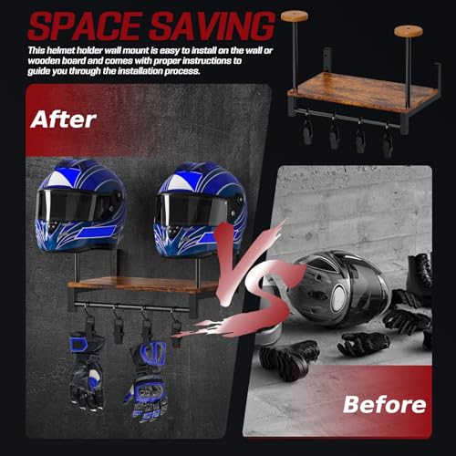 Helmet Holder, Wall Mount Helmet Organizer Rack with | All Products - Image 5