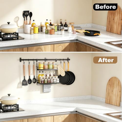 NADAMOO Spice Rack Wall Mount, 2-Tier Kitchen Storage - Image 5