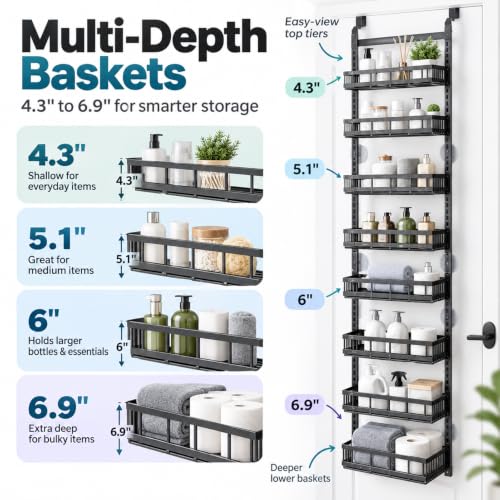 PureBox Over the Door Organizer, Hanging Rack with Multi-Depth - Image 3