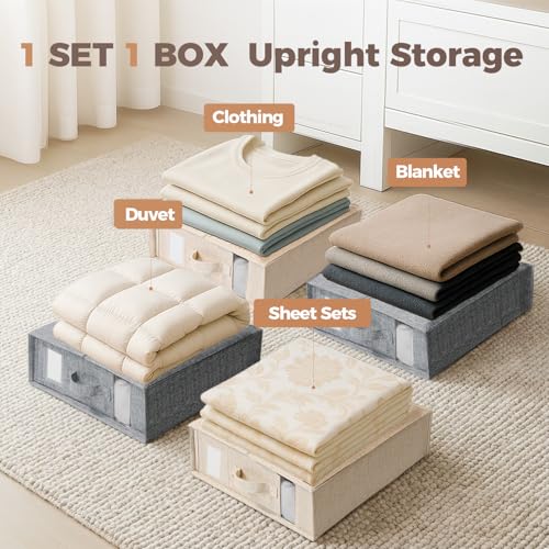 Sheet Organizers and Storage for Linen Closet, 4Pack Beige - Image 7