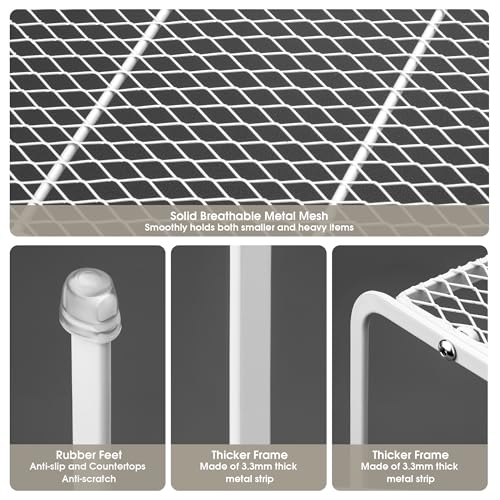 Kitchen Cupboard Organiser-2 Pack Metal Wire Storage Shelf Insert - Image 6