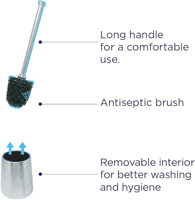 Toilet Brush and Holder, 304 Stainless Steel, Fingerprint-Proof, Rust Resistant, Toilet Bowl Brush for Bathroom Toilet - Ergonomic, Pratical Durable - 2 Pack