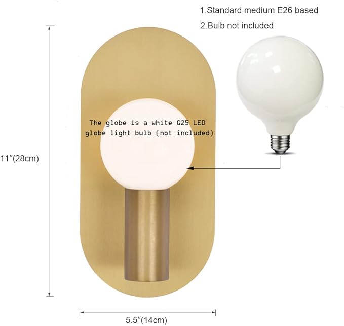 Modern Wall Sconces, Mid-Century Stylish Gold Brushed Stainless Steel Wall Lamp, Unique Oval Art Sconces Wall Mounted Lighting Fixture for Bedroom Living Room Bathroom