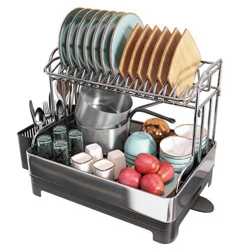 BOOSINY Large 304 Stainless Steel Dish Drainer Drying Rack - Image 2