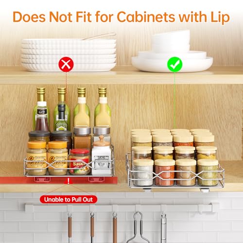 Pull Out Spice Rack Organizer for Cabinet, Chrome - Image 5