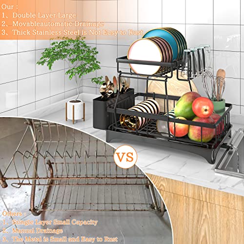 Godboat 2-Tier Dish Drying Rack - Dish Rack with Auto - Image 6