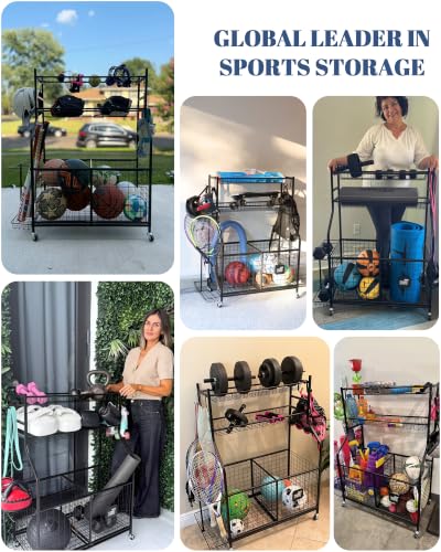Mythinglogic Rolling Sports Equipment Organizer for Garage - Image 5