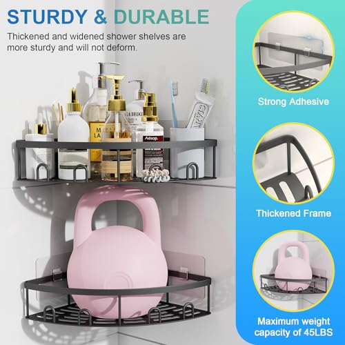 Corner Shower Caddy for Bathroom Storage,Black,2 Pack - Image 6
