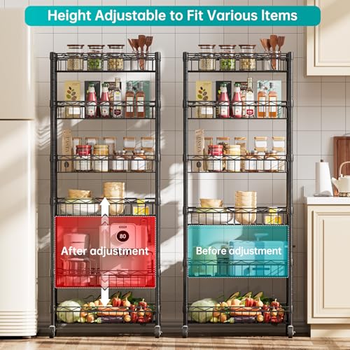 6 Tier Shelf Wire Shelving Adjustable Storage Shelves Basket Rack - Image 4