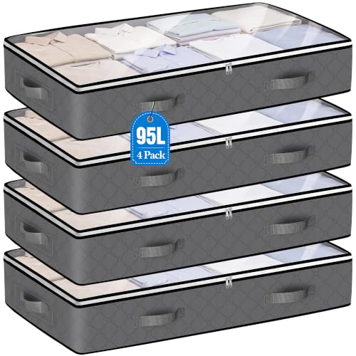 95L Under Bed Storage Containers, 4 Pack Closet Organizers - Image 2