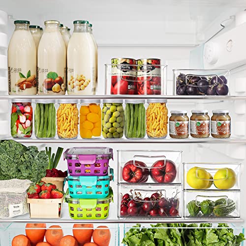 Heyuzb Set of 8 Clear Fridge Organizer Bins, Stackable - Image 5