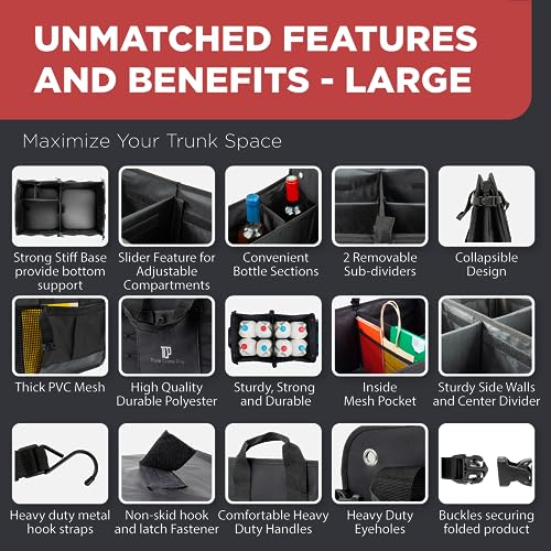 Car Trunk Organizer for SUV & Truck Cargo Storage, Large, Black - Image 5