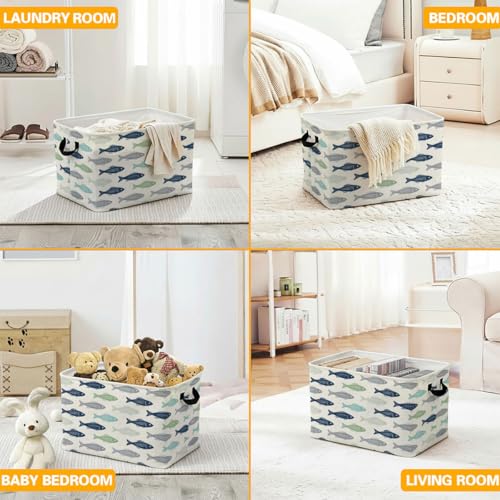 Cute Fish Foldable Laundry Basket Hamper with Handles, 56L - Image 6
