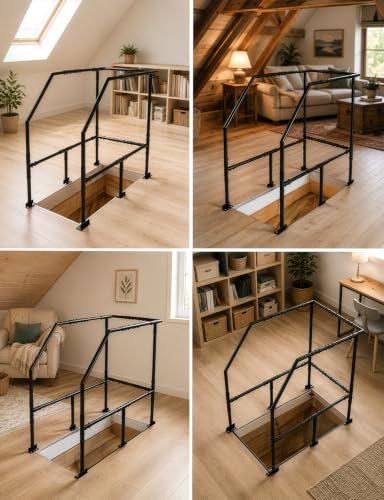 Attic Ladder Safety Railing, Adjustable 3-Sided Attic | Garage Storage - Image 7