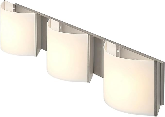 LED Wall Sconce Lights Indoor Sconces Wall Lighting LED Vanity Lights, Brushed Nickel 3 Light Bathroom Vanity Light Fixtures with White ABS Shade for Hallway Bedroom Living Room
