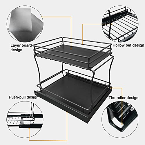 Pull Out Cabinet Drawer Organizer,Small 2 Tier Sliding Cabinet - Image 7